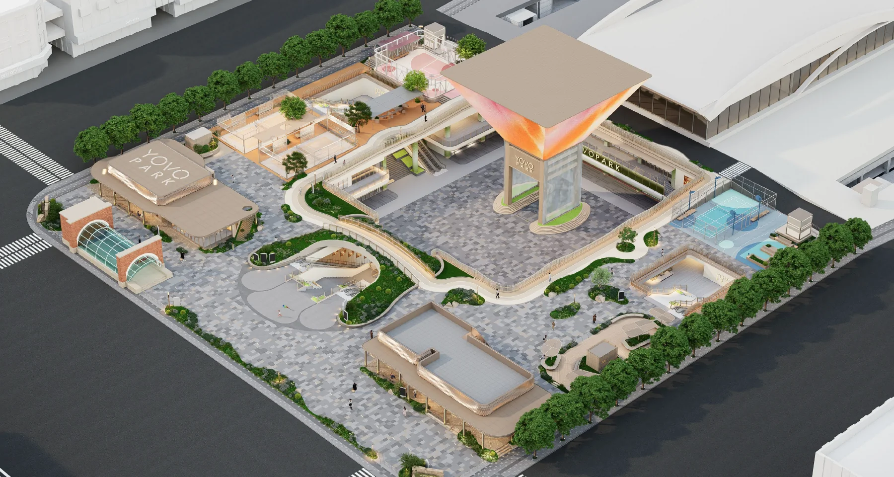 野里YOVO PARK南广场鸟瞰效果图